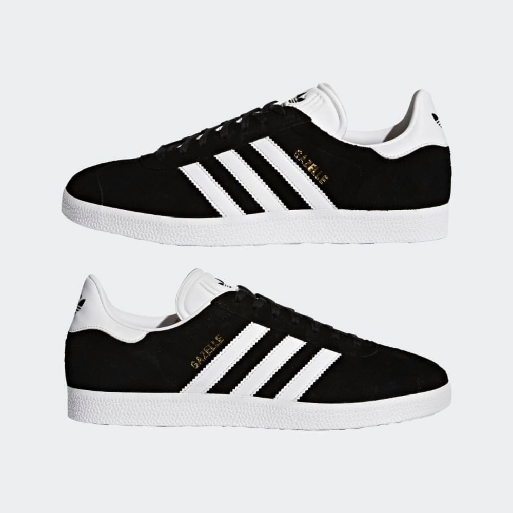 Adidas Gazelle Black with white stripes men size US 5